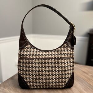 Coach Houndstooth Brown Shoulder Bag